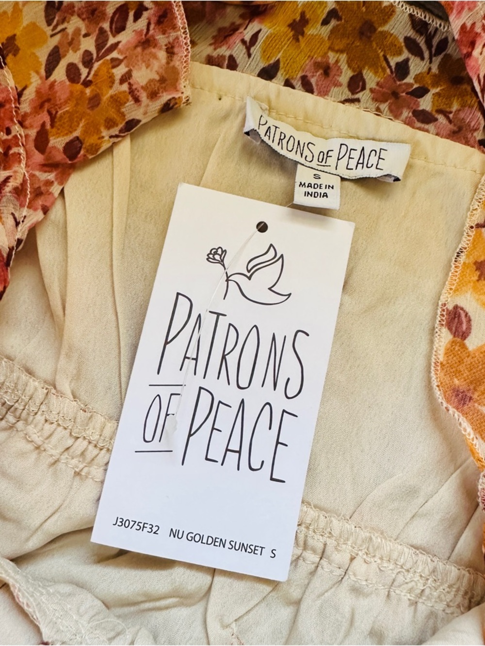 NWT Patrons Of Peace Women’s Floral Ruffle Mini Dress Boho Cottagecore Small - Picture 6 of 8